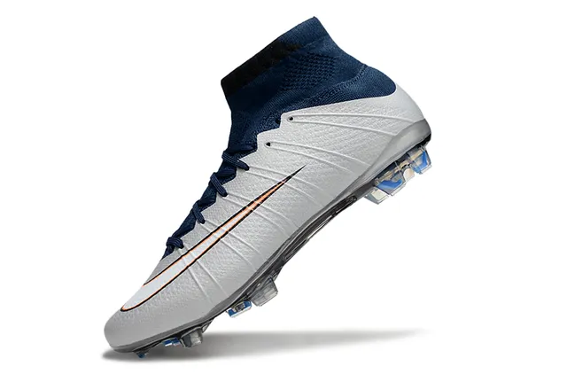 Chuteiras Nike Silver Navy high-cut Flyknit collar jaula de sintético moldado para terreno firme 3