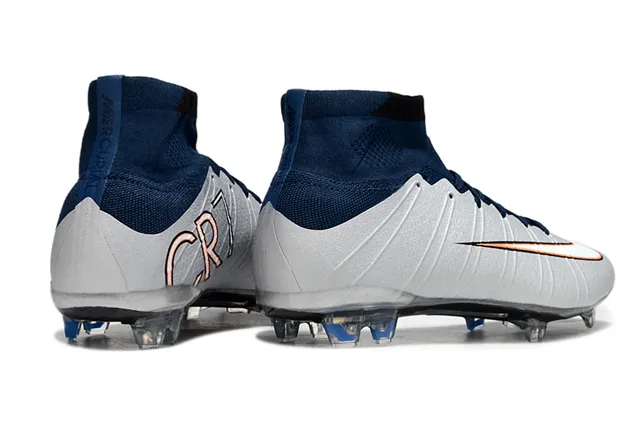 Chuteiras Nike Silver Navy high-cut Flyknit collar jaula de sintético moldado para terreno firme 5