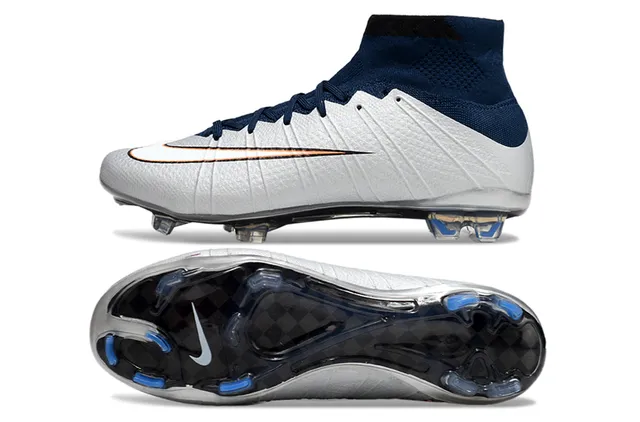 Chuteiras Nike Silver Navy high-cut Flyknit collar jaula de sintético moldado para terreno firme 6