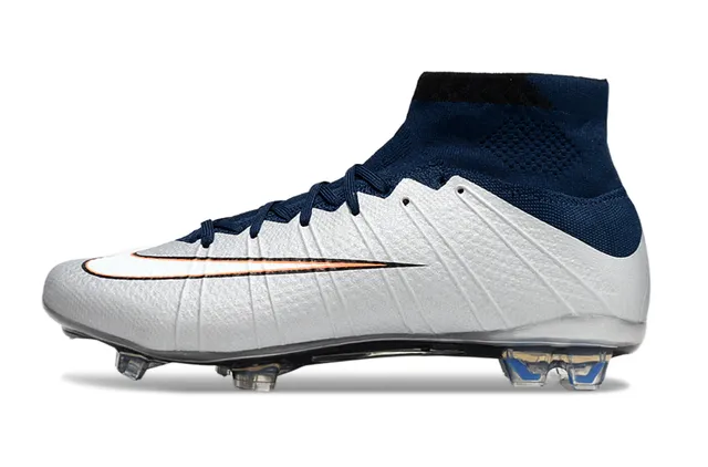 Chuteiras Nike Silver Navy high-cut Flyknit collar jaula de sintético moldado para terreno firme 7