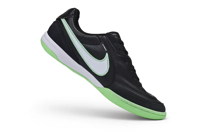 Nike Tiempo Negro Verde Cuero Superior Silueta Baja Zapatos de Fútbol Sala 2