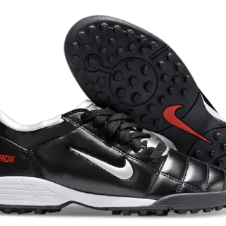 Nike Total 90 III أسود أبيض فضي أحذية كرة القدم Turf