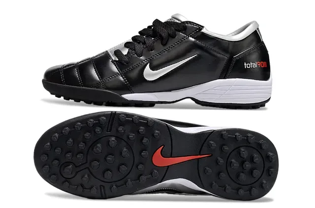 Nike Total 90 III أسود أبيض فضي أحذية كرة القدم Turf 2
