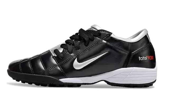 Nike Total 90 III أسود أبيض فضي أحذية كرة القدم Turf 7