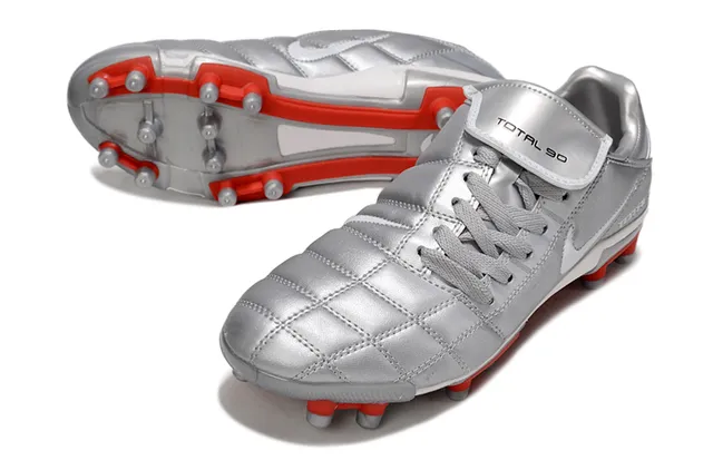 Nike Total 90 Prata e Vermelho Chuteiras de Futebol para Campo Firme 5