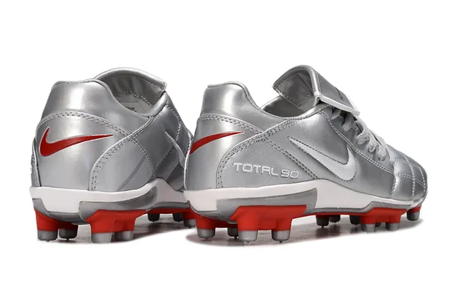 Nike Total 90 Prata e Vermelho Chuteiras de Futebol para Campo Firme 6