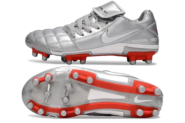 Nike Total 90 Prata e Vermelho Chuteiras de Futebol para Campo Firme 7