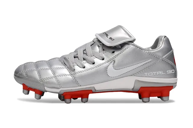 Nike Total 90 Prata e Vermelho Chuteiras de Futebol para Campo Firme 8