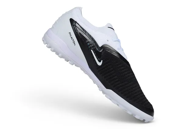 Nike White Black Low-Cut Knit Collar Turf Soccer Shoes 3