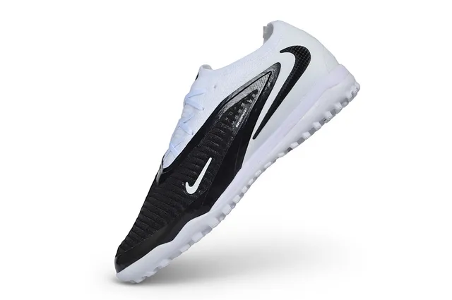 Nike White Black Low-Cut Knit Collar Turf Soccer Shoes 4