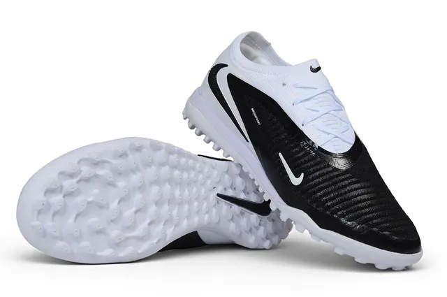 Nike White Black Low-Cut Knit Collar Turf Soccer Shoes 5