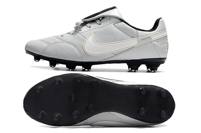 Nike Branco Preto Baixo-Corte Couro-Sintético Híbrido Superior Terreno Firme Sapatos de Futebol 6