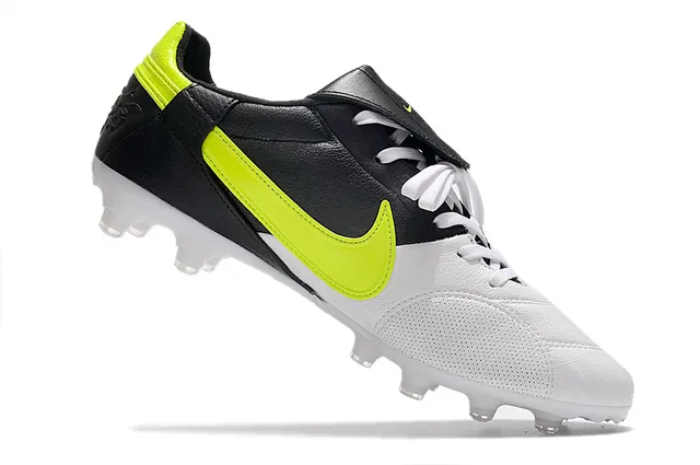 Nike Branco Preto Baixo-Corte Couro-Sintético Híbrido Superior Terreno Firme Sapatos de Futebol 13