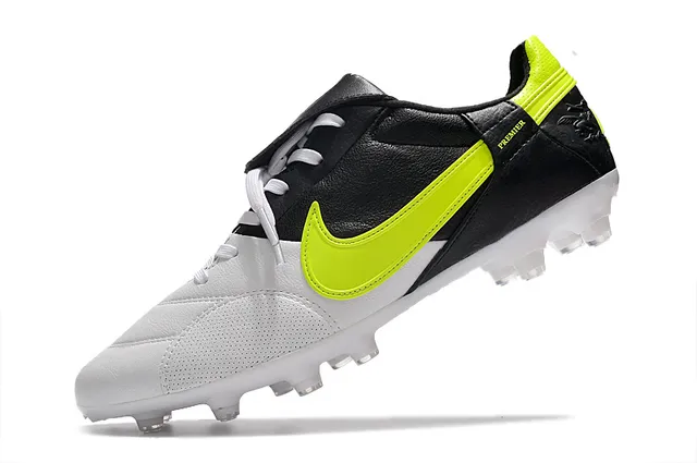 Nike Branco Preto Baixo-Corte Couro-Sintético Híbrido Superior Terreno Firme Sapatos de Futebol 14