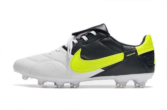 Nike Branco Preto Baixo-Corte Couro-Sintético Híbrido Superior Terreno Firme Sapatos de Futebol 15