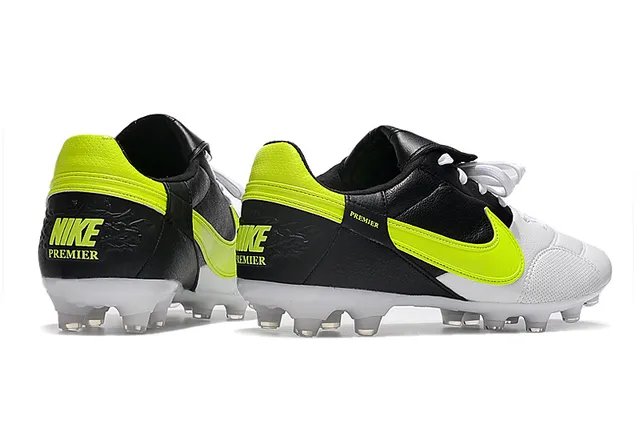 Nike Branco Preto Baixo-Corte Couro-Sintético Híbrido Superior Terreno Firme Sapatos de Futebol 17