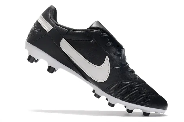 Nike Branco Preto Baixo-Corte Couro-Sintético Híbrido Superior Terreno Firme Sapatos de Futebol 19