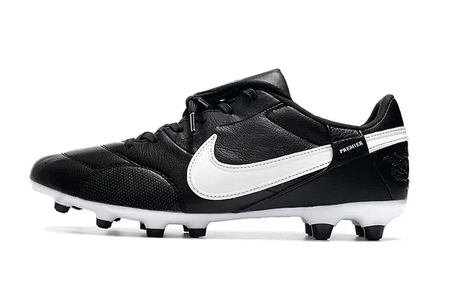Nike Branco Preto Baixo-Corte Couro-Sintético Híbrido Superior Terreno Firme Sapatos de Futebol 21