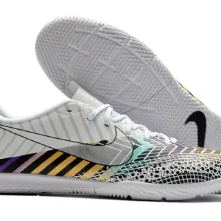 Nike White Multicolor Low-Cut Synthetic-Mesh Upper Indoor Soccer Shoes