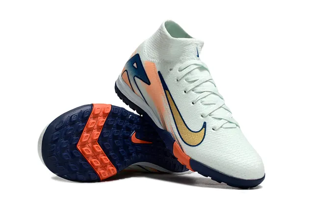 Nike White Navy Sock-Fit Collar Gradient Synthetic Upper Indoor Soccer Shoes 2