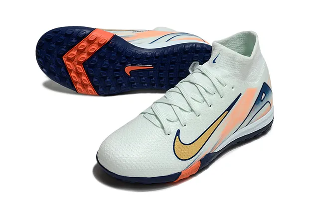 Nike White Navy Sock-Fit Collar Gradient Synthetic Upper Indoor Soccer Shoes 3