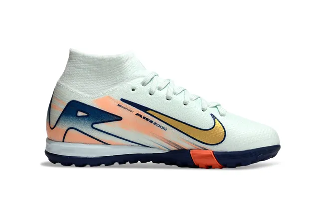 Nike White Navy Sock-Fit Collar Gradient Synthetic Upper Indoor Soccer Shoes 5