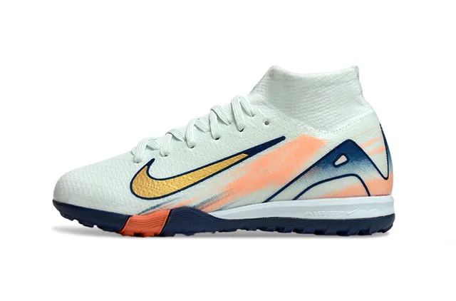 Nike White Navy Sock-Fit Collar Gradient Synthetic Upper Indoor Soccer Shoes 6