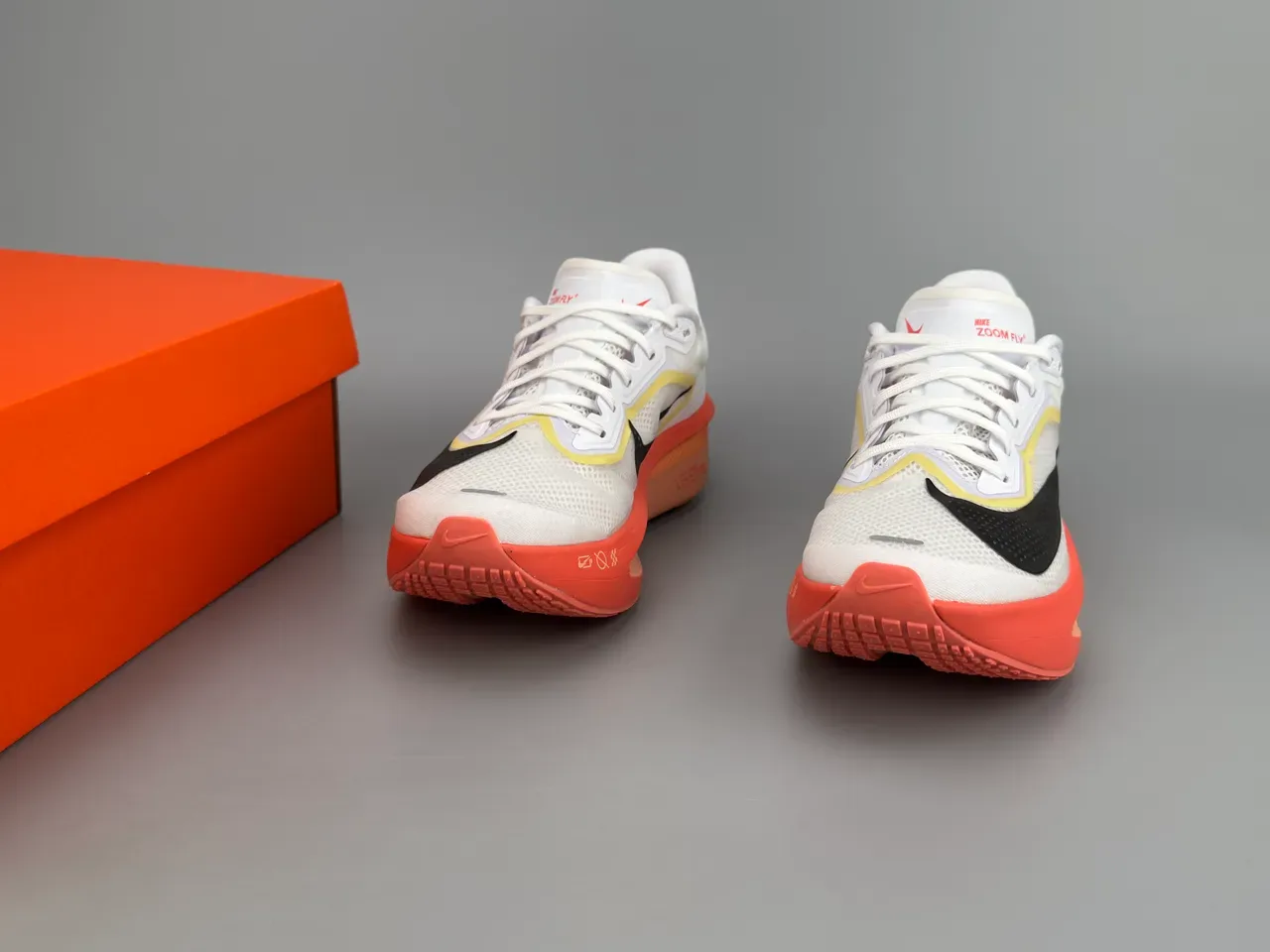 Nike White Orange Racing-Inspired Mesh-and-Synthetic Upper Running Shoes 3