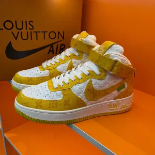 Nike x Louis Vuitton Air Force 1 High أصفر مونوغرام سنيكرز لايف ستايل