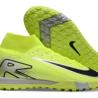 Nike Amarelo Preto Alto Corte Colar Ajustado Tipo Meia Sintético Neon Superior Turf Sapatos de Futebol