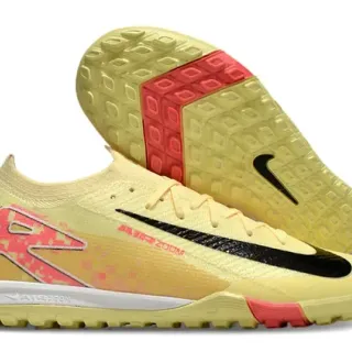 Nike Amarelo Rosa Upper de tricô Colar baixo Turf Sapatos de futebol