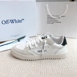 Off-White Beige Black Low-Top Mixed-Material Lifestyle Sneakers
