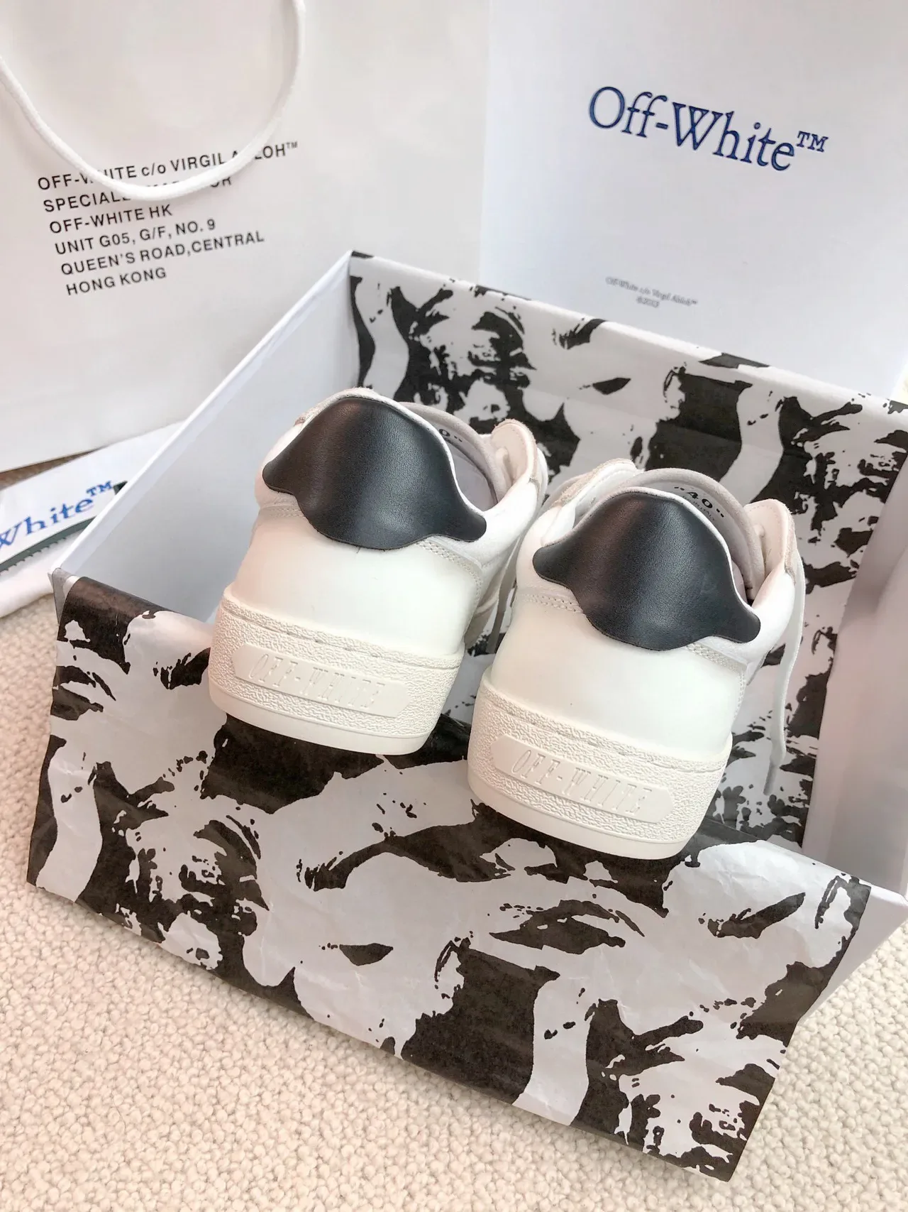 Off-White Beige Black Low-Top Mixed-Material Lifestyle Sneakers 7