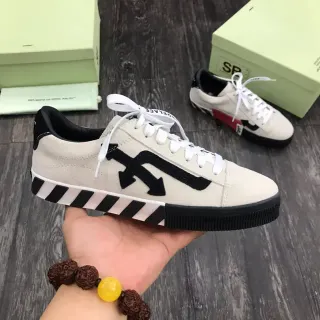 Off-White Beige Black Low-Top Suede Upper Lifestyle Sneakers