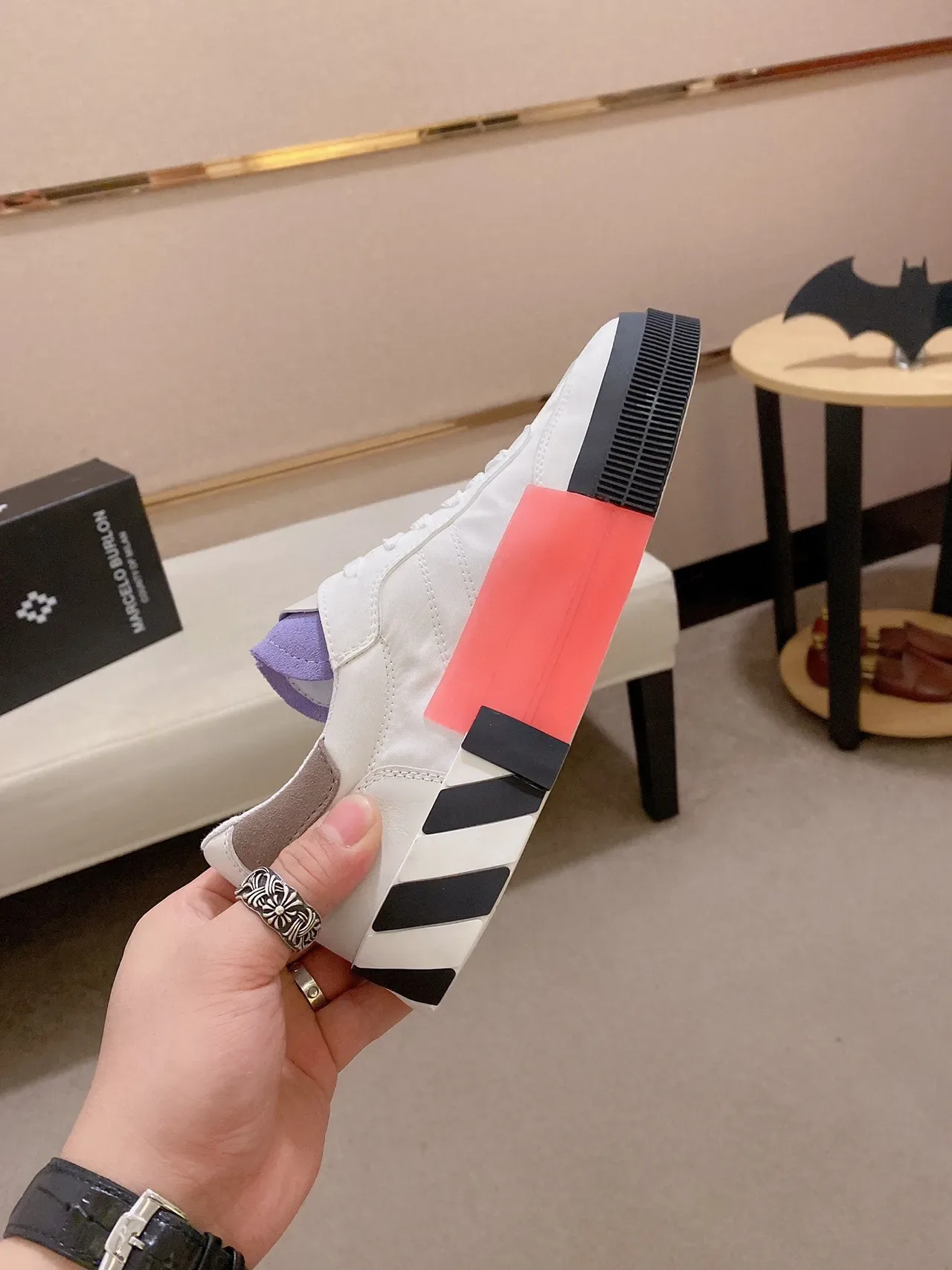 Off-White Black Low-Top Platform Sole Lifestyle Sneakers 6