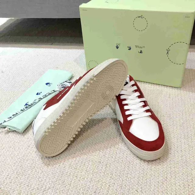 Off-White Fund Red and White Panelled Lifestyle Sneakers 3