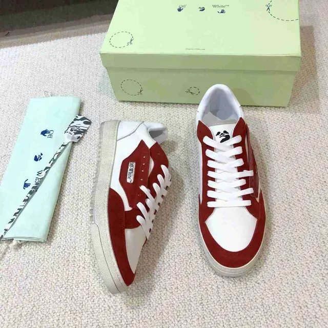 Off-White Fund Red and White Panelled Lifestyle Sneakers 4