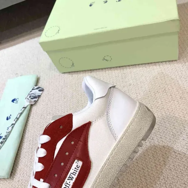 Off-White Fund Red and White Panelled Lifestyle Sneakers 6