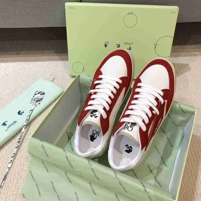 Off-White Fund Red and White Panelled Lifestyle Sneakers 7