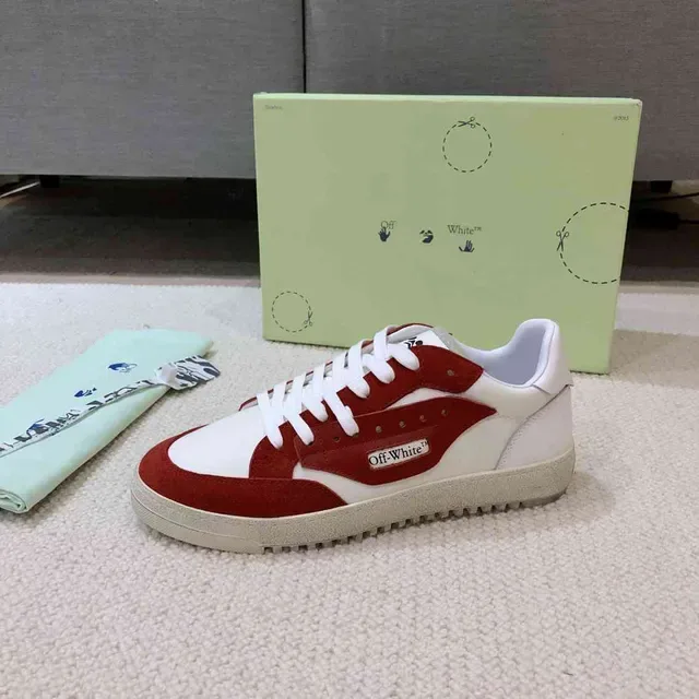 Off-White Fund Red and White Panelled Lifestyle Sneakers 9