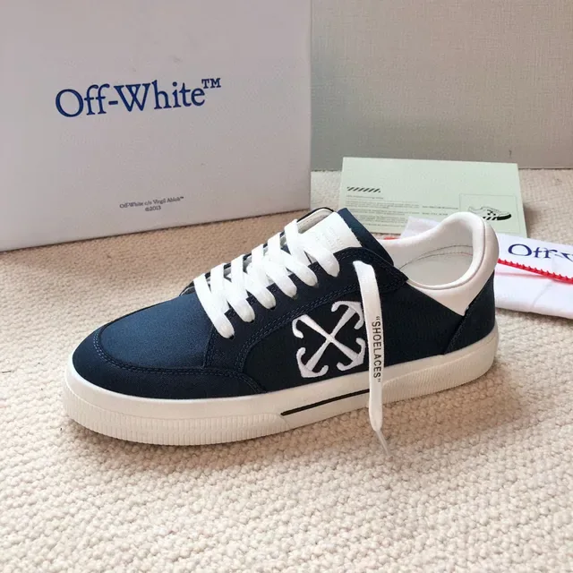 Off-White Navy Canvas Upper Cupsole Lifestyle Tênis 5
