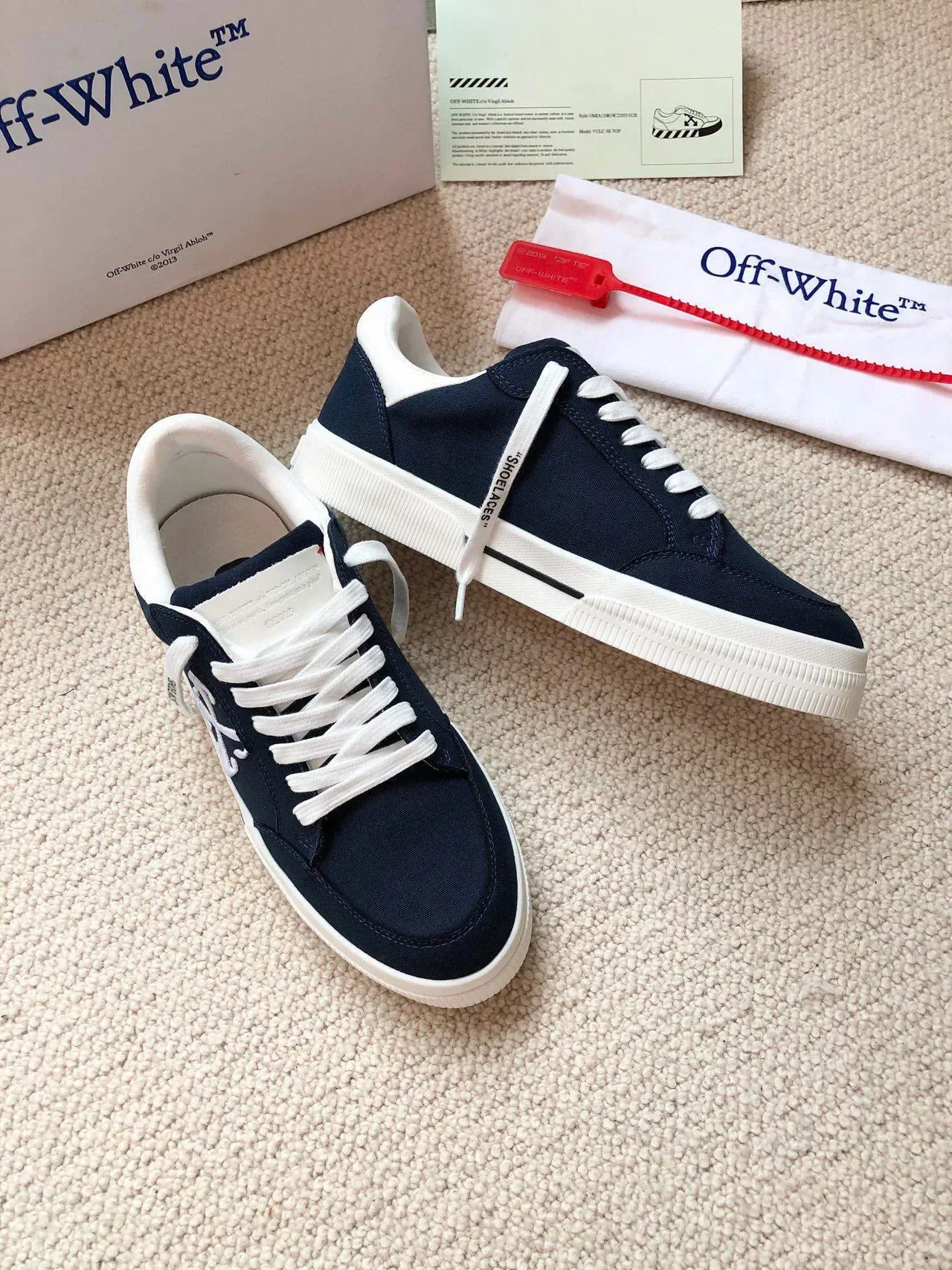 Off-White Navy Canvas Upper Cupsole Lifestyle Tênis 6
