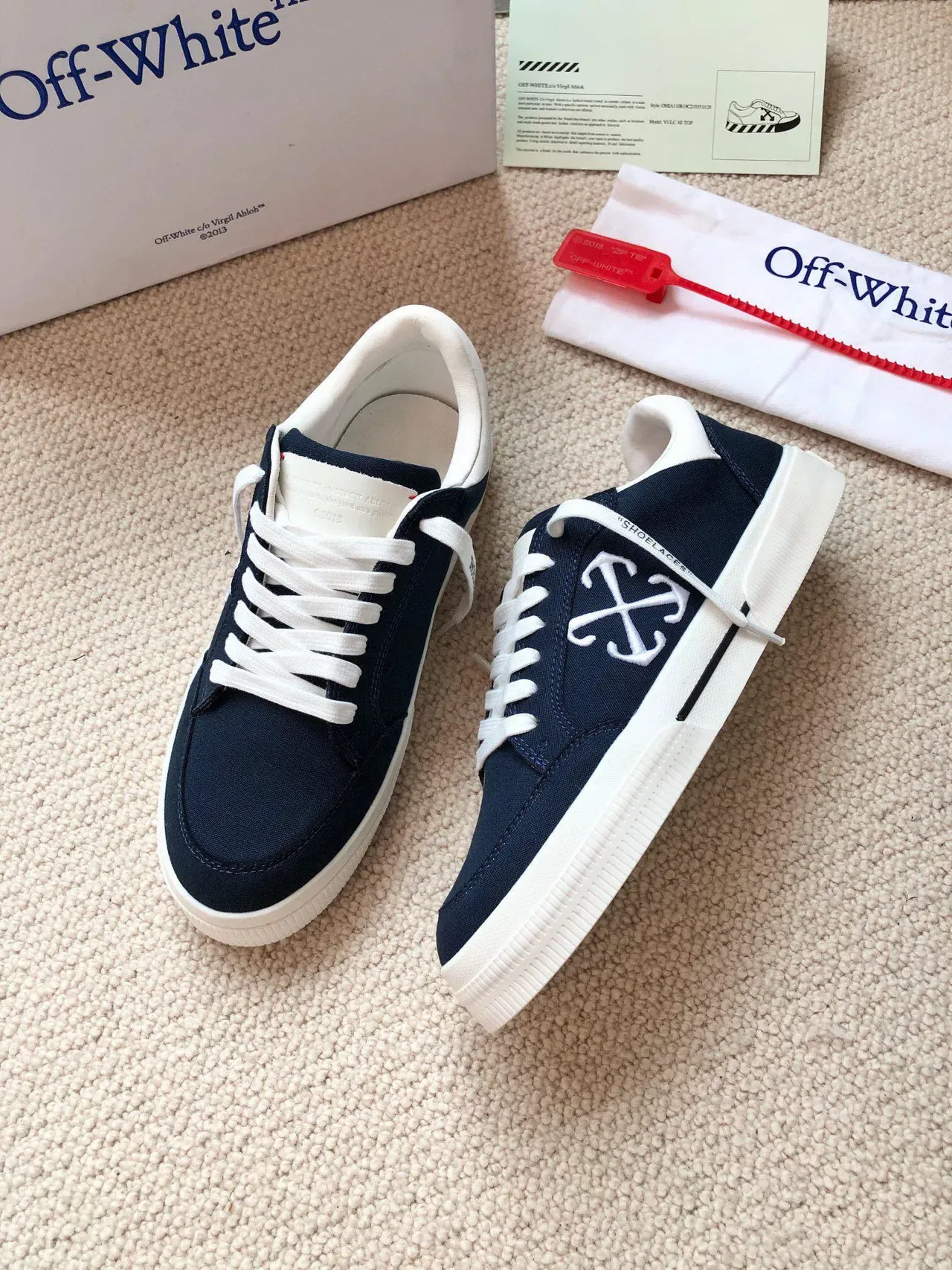 Off-White Navy Canvas Upper Cupsole Lifestyle Tênis 7
