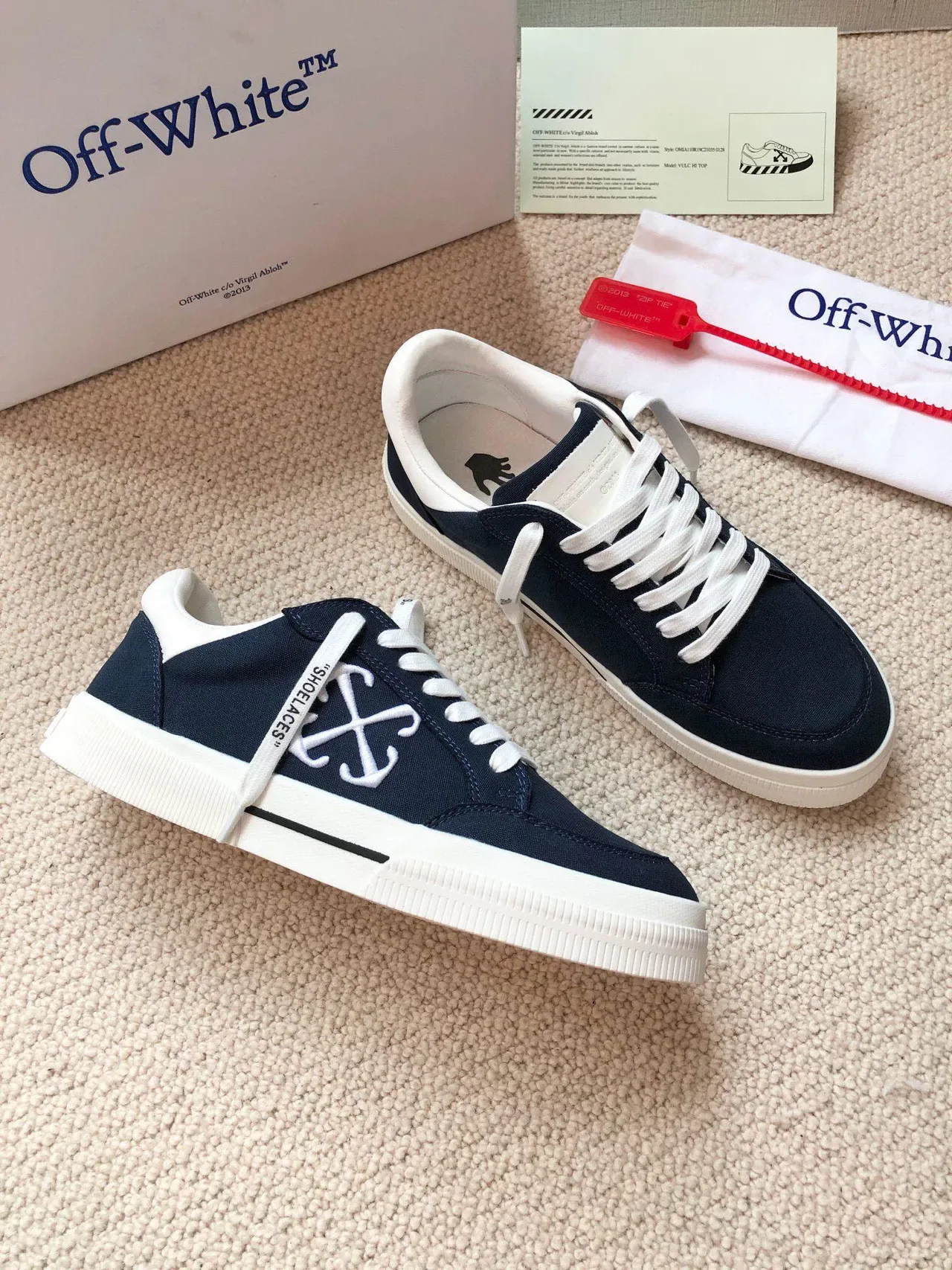 Off-White Navy Canvas Upper Cupsole Lifestyle Tênis 8