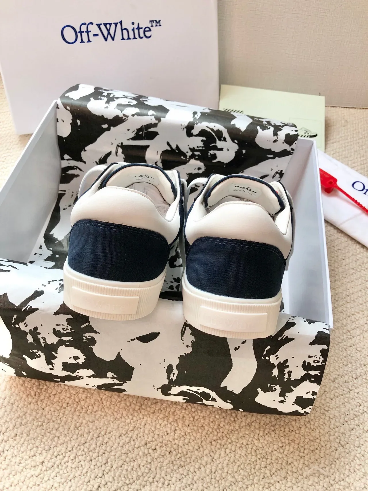 Off-White Navy Canvas Upper Cupsole Lifestyle Tênis 9