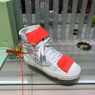 Off-White Red High-Top Industrial-Stitched Lifestyle Sneakers
