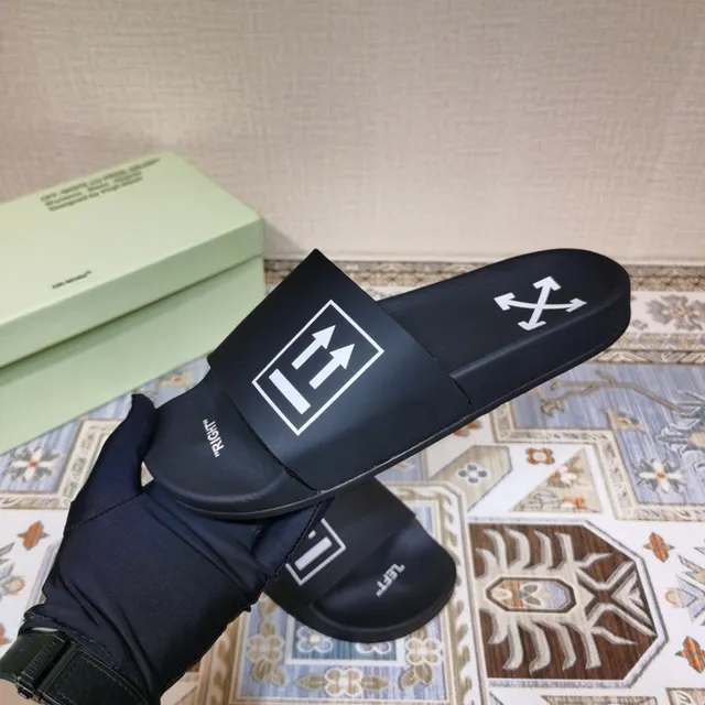 Off-White Slide Preto Industrial Gráfico Sapatilhas 4