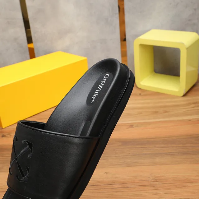 Off-White Slide Negro efecto cuero Correa Plataforma 8