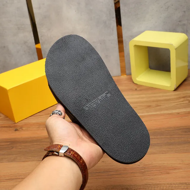 Off-White Slide Negro efecto cuero Correa Plataforma 9