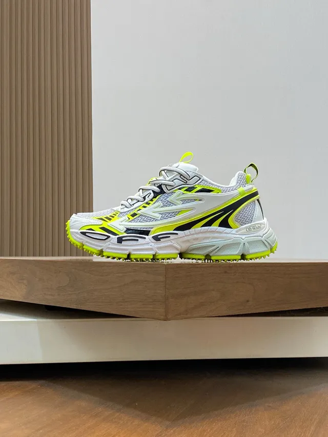 Off-White 黄色鞋底 霓虹几何叠加 厚底运动鞋 3